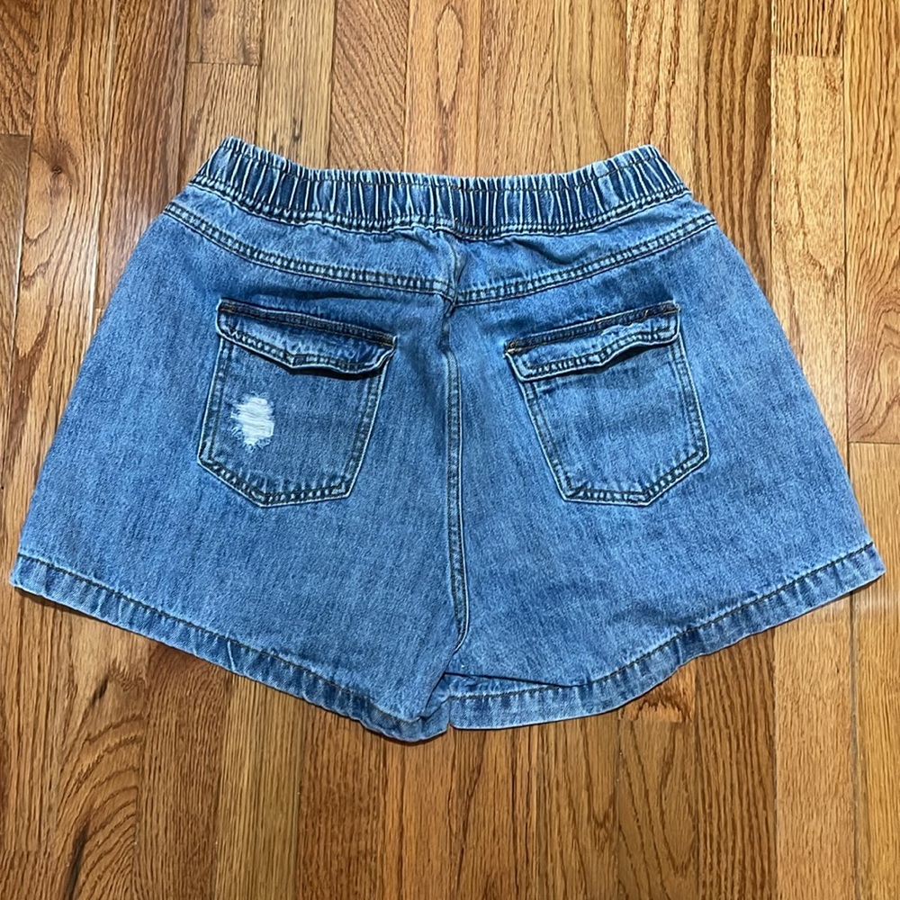 White Birch Distressed Drawstring Denim Shorts Large - Picture 3 of 10